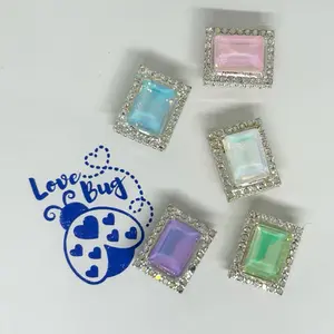 Emerald cut rhinestone with baguettes metal fancy bead, perfect for pens, keychains or any other DIY project