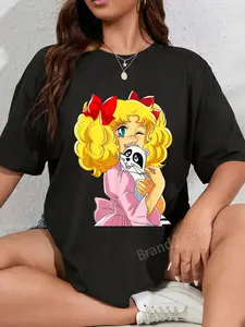 100% Cotton Candy Candy and raccoon Retro Japanese Vintage 80s Anime T-Shirt