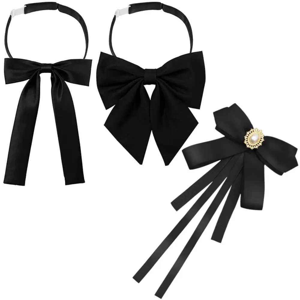3PCS Bow Bowtie, Simple Style Adjustable Shirt Bowtie,Uniform Matching Bowtie For Women Daily Use Pre-tied Adjustable Bowties