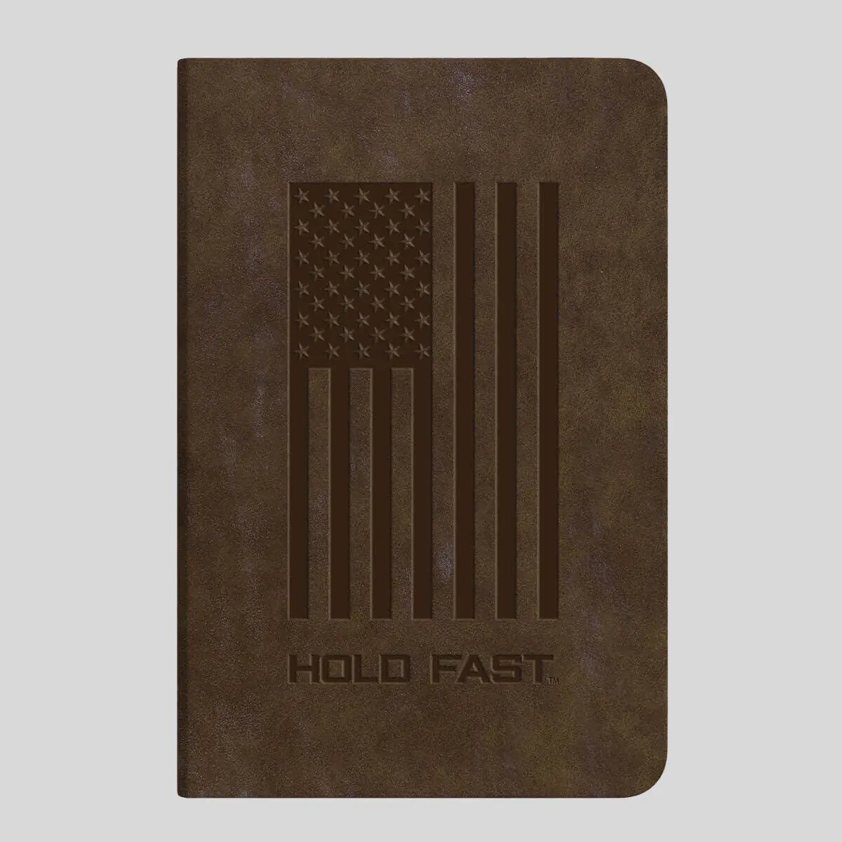 HOLD FAST Men's Faux Leather Devotional Lined Notebook - Embossed Flag Design, Inspirational Quotes, Lay Flat Binding, 192 Lined Pages, 5.75in x 8.5in x 0.75in, Ideal for Bible Study Notes