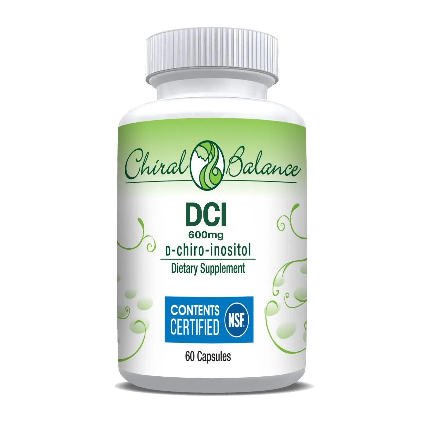 Chiral Balance D-Chiro-Inositol 600mg Capsules - Pure DCI from Carob, NSF Certified, No Fillers, Supports Sugar Disposal & Hormonal Balance, 60 Capsules