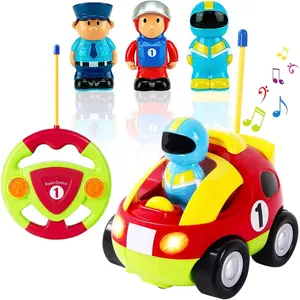 My First Cartoon RC Remote Control Cars for Toddlers Ages 1-3, Radio Control Toy for Baby, Kids 18 Months+ (Race Car)