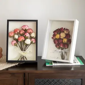 3D Wooden Photo Frame, Dried Flower Specimen Holder, Handmade DIY Display, Home Decoration, Nordic Style, Perfect for Wall Art & Decor, Wrap Around Frames
