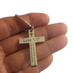 Christian Cross Keychain featuring Bible Verse Jesus keyring - Cross Design Keychain - Durable Keychain
