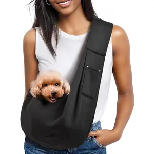 Pet Dog Puppy Sling Carrier for 3-10 Lbs Pets, Dog Purse Pouch & Satchel, Reversible Unadjustable Strap, Travel Hand-Free Safe Bag