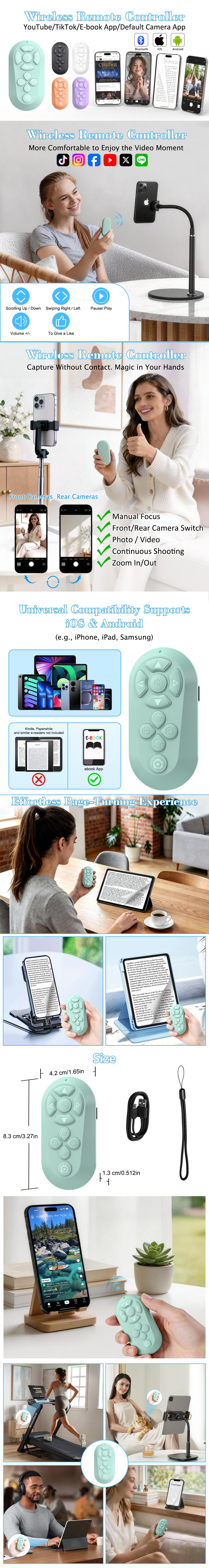 Xring Bluetooth Remote for TikTok Scrolling, Page Turning, Volume Control & Camera Shutter | Hands-Free Phone Controller for iPhone & Android, 2026 Upgraded,Viral | Trending | TikTok Made Me Buy It ,Selfie  fathersdaygiftideas