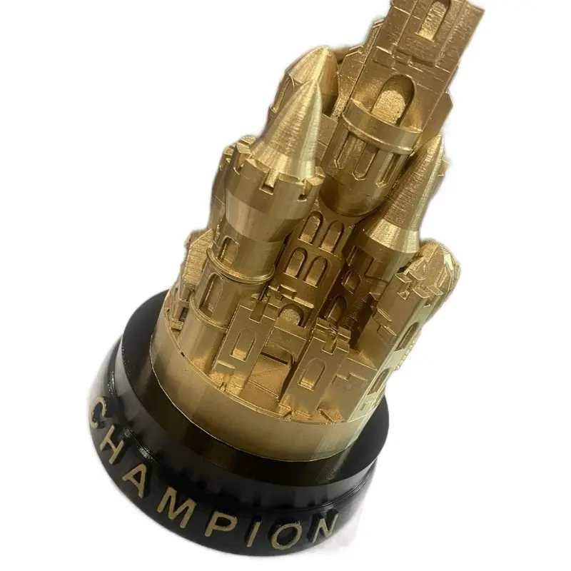 Population One Competition Trophy - Gold Castle Design with Champion Base Award