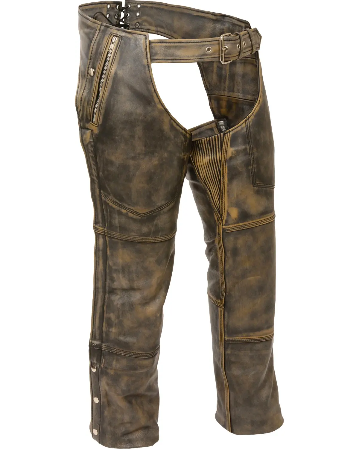 Milwaukee Leather Men's Men'S Distressed Thermal Lined Chaps Big 4X - Mlm5500-Blk/Beige-4X