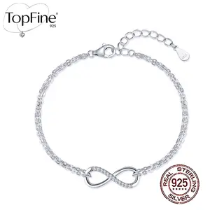 1pc 925 Sterling Silver Cubic Zirconia Infinity Lucky Symbol Ladies Adjustable Bracelet Suitable for Wedding Anniversary Mother's Day Birthday Jewelry Gift