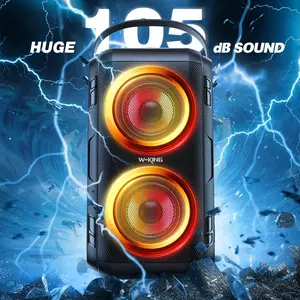 W-KING 180W Portable Wireless Karaoke Bluetooth Speaker with Mic, Super Bass, LED Lights, IPX5 Water Resistance, 24H Rechargeable Battery, Mobile USB Audio for Outdoor Parties, Audio Device for Portable Wireless Speakers Enthusiasts