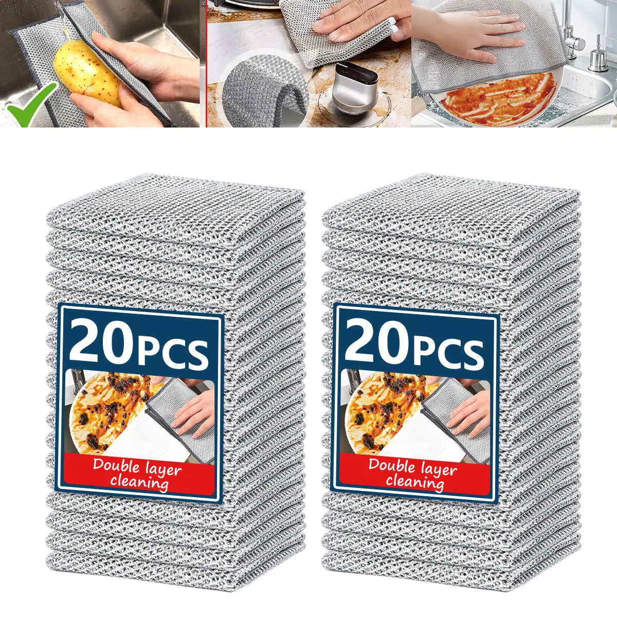 40-Pack Stainless Steel Metal Dish Scrubbers, Premium Reusable Non-Scratch Cleaning Sponge, Heavy-Duty Rust-Proof Kitchen Scrubbers for Pots, Pans & Sinks, Dishwasher Safe