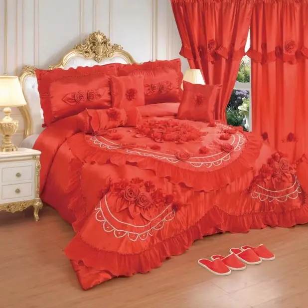 Lilianna Collection King Size 10-Piece Durable Fade-Resistant Breathable Satin Floral Bedding Set - Dry Clean Only, Wedding-Ready Look, Aesthetic Bedding Sets Collections, High-End All-Seasons Bedroom Decor for Special Occasions