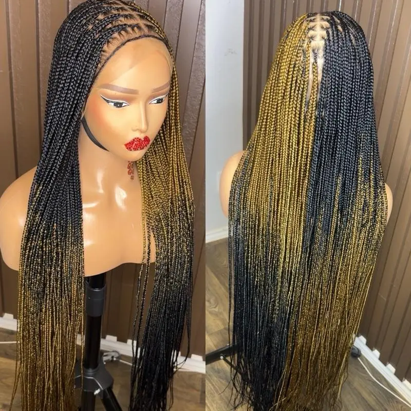 Synthetic Lace Front Cross Braid Wig, Color 27 Black & Gold 40-Inch Full Access Hairpiece, Stylish Fashion Accessory for Versatile Styling