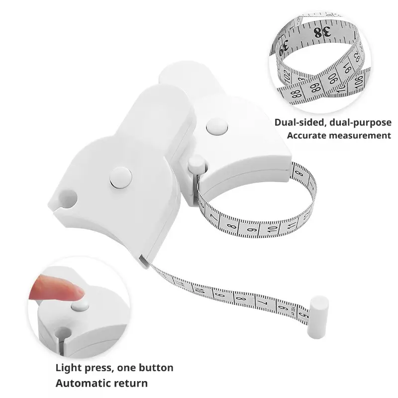 Auto-Retractable Body Measuring Tape -60-Inch Durable Tape Measure with Automatic Lock,measuring tools, Easy-to-Use White Fitness Tool for Waist, Hip, portable fitness，Bust | Home Supply, Festive Party Mini Gift