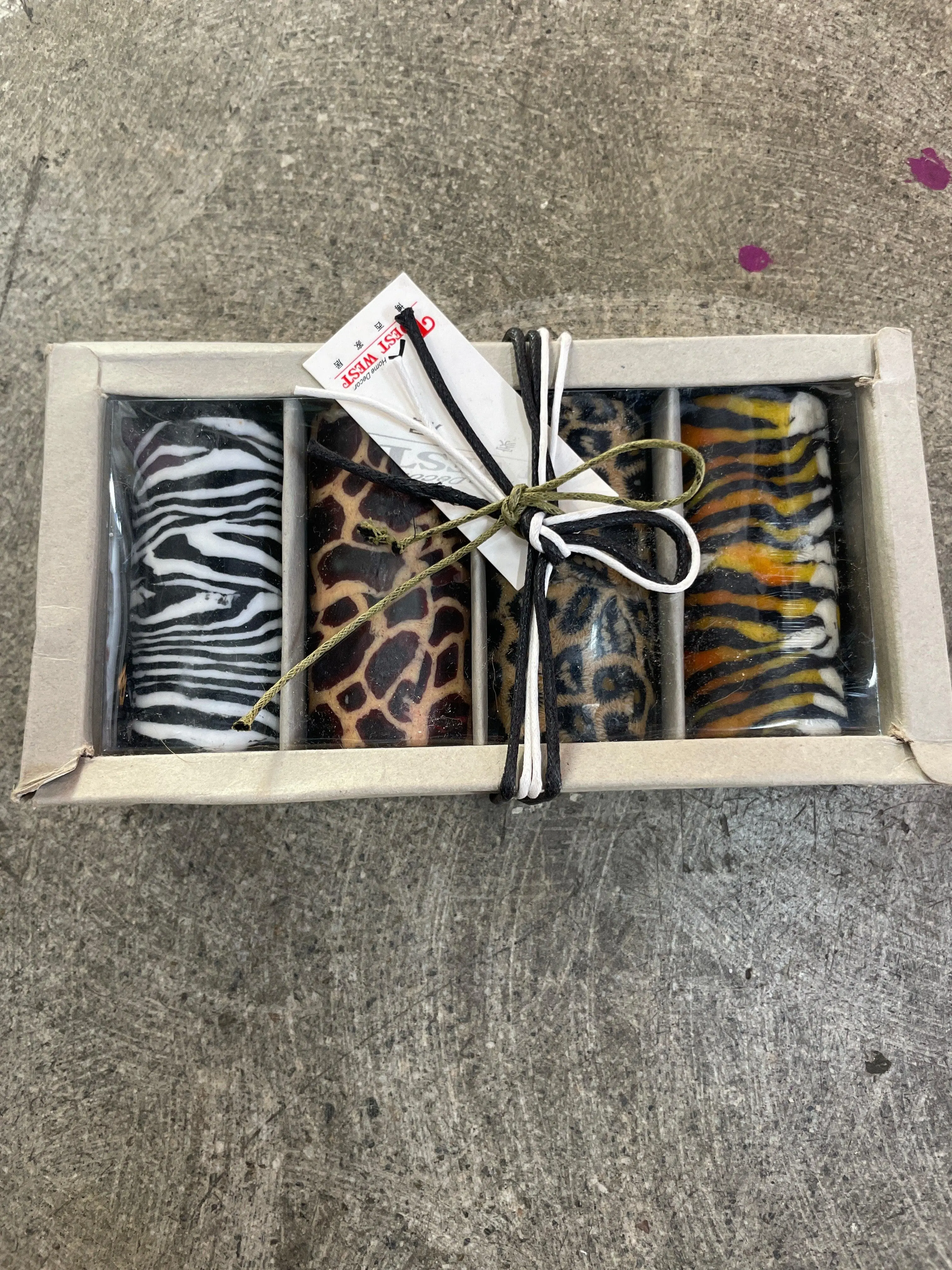 Animal Print Candles – 4-Pack Round | Leopard Cheetah Home Decor