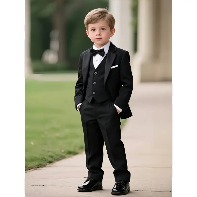 Boys' Clothing 4 1 Boy Set Wedding Suit Jacket Vest Pants Bow Tie Boys Formal Attire Does Not Include Shirt