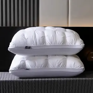 Buy 1 Get 1 Free, 2pcs Luxury 5-Star Hotel Quality Pillows, 990g, 20x30 Inches - Deep Sleep Neck Support, Non-Collapse High Pillow Core for All Seasons, Machine Washable, Perfect for Home or Christmas Gifting, Grey prone sleeping