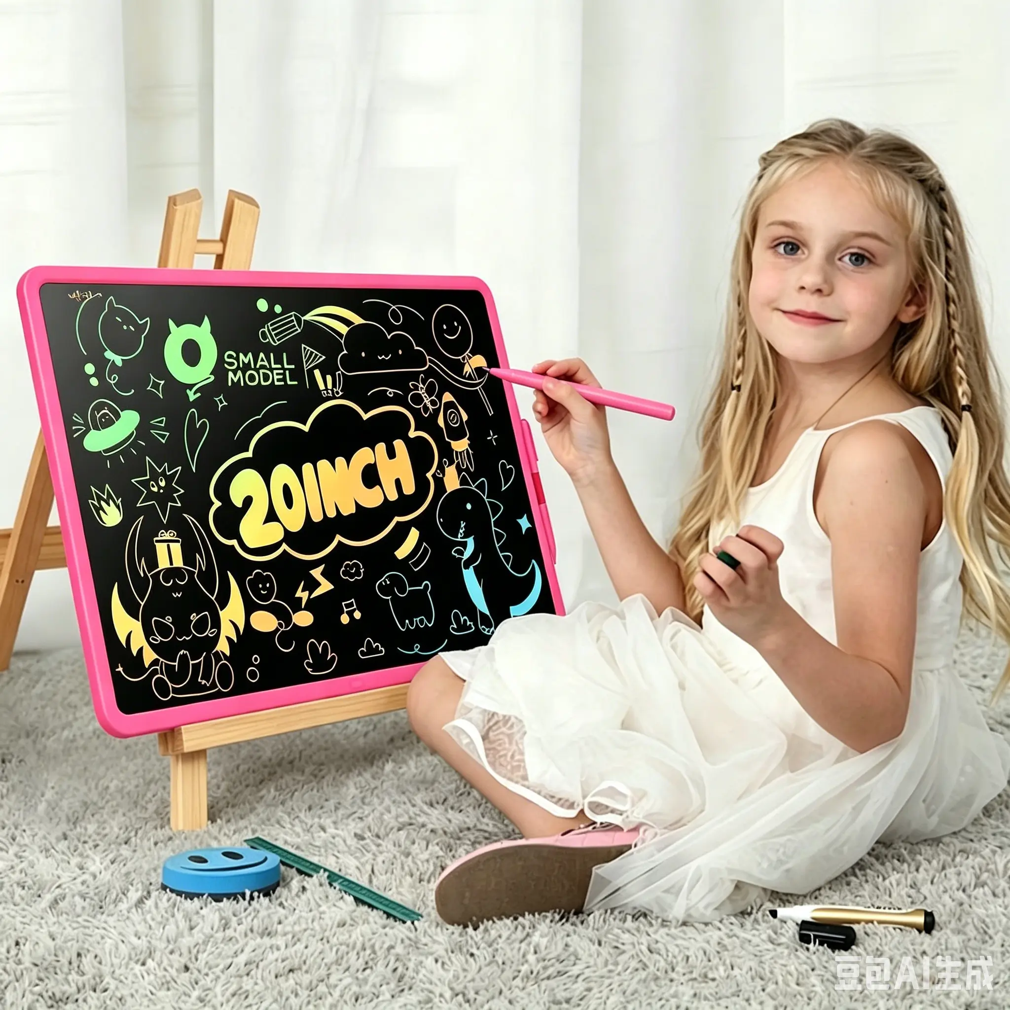 20-in Digital Writing Tablet for Car Exterior Decoration, Screen-Free Creativity Board with Stylus, Port, Rechargeable Charging, Waterproof, Anti-Drop, Durable Learning Toy for 3-10 Yr Olds Birthday Gift