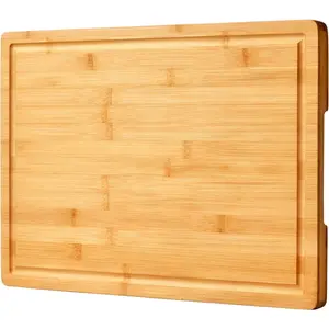 Bamboo Cutting Board for Kitchen, 18" Large Wood Charcuterie Cheese Board, Wooden Chopping Block with Side Handles and Juice Grooves