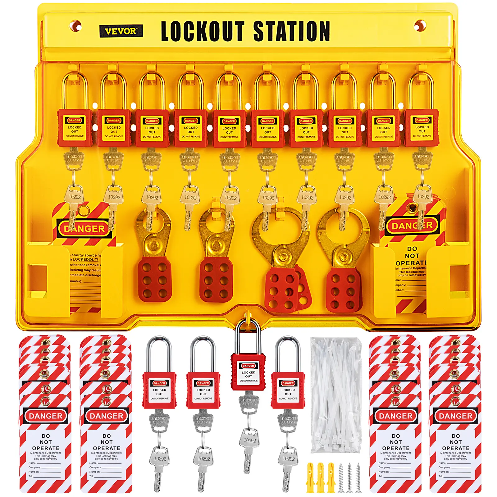 【Summerfinds】VEVOR 58 PCS Lockout Tagout Kits Electrical Safety Loto Kit Includes PadlocksLockout StationHaspTags & Zip TiesLockout Tagout Safety Tools for IndustrialElectric PowerMachinery, Lockout Device Kit
