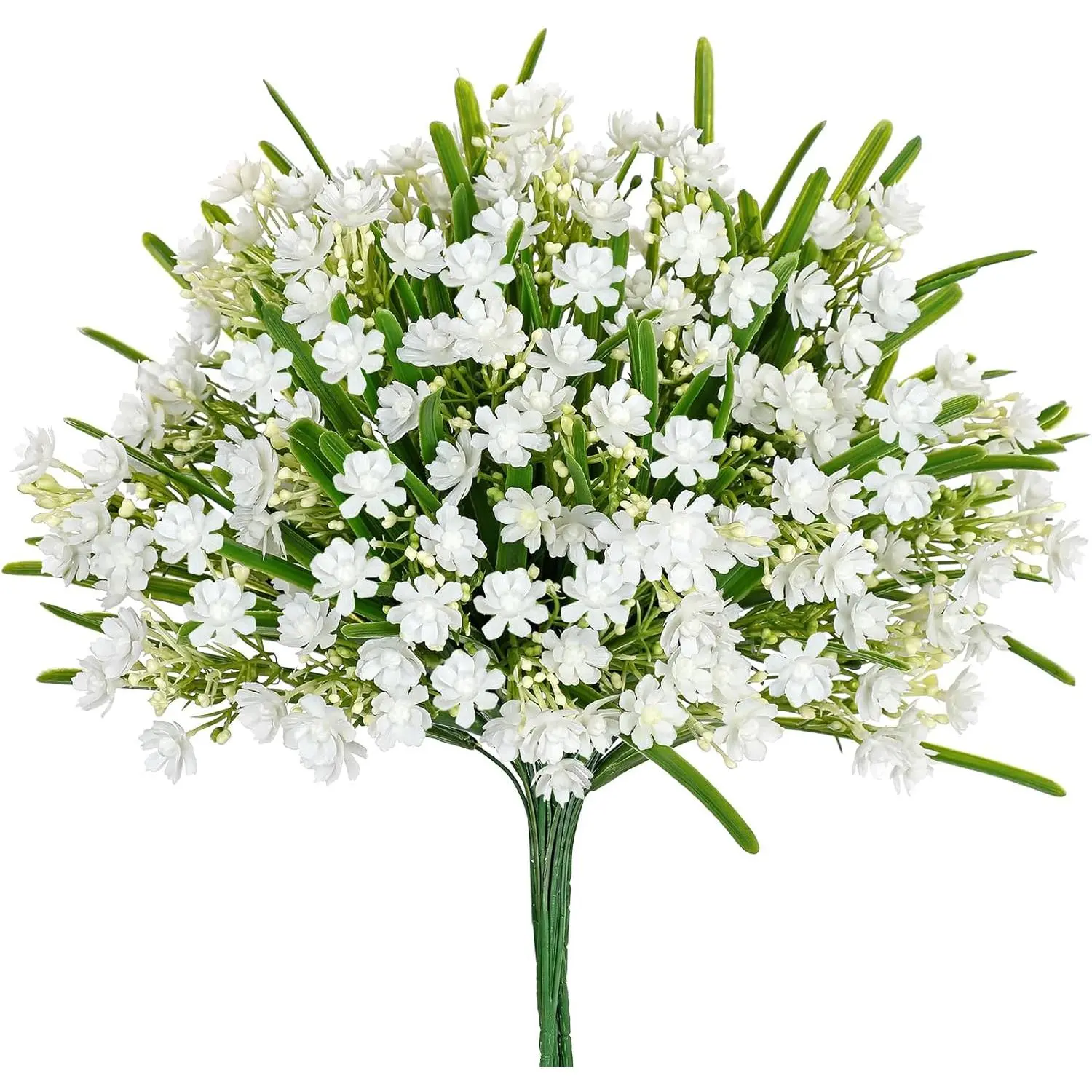 Farmhouse Artificial Flowers - 6 Pcs 13.7" White UV-Resistant Faux Plastic Wildflower Bouquet, Decorative Floral Arrangement for Outdoor Planters, Indoor Table Home Decor
