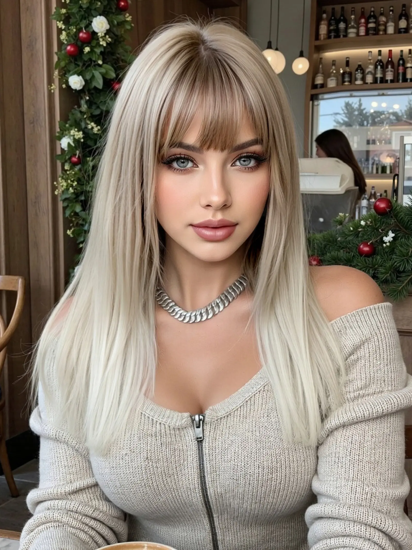 Root Dyed Wig, Synthetic Hair Wig, Synthetic Material Wigs, 14 Inch Straight Hair with Bangs, Comfortable Realistic Fit, Perfect for All Seasons