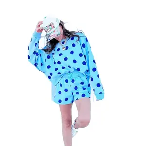 Blue Polka Dot Crop Sweatshirt