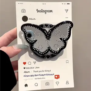 Cute Sparkly Glitter Diamond Mirror For Magsafe cellphone grip Griptok Grip Tok Stand For iPhone 15 Universal Accessories Stand