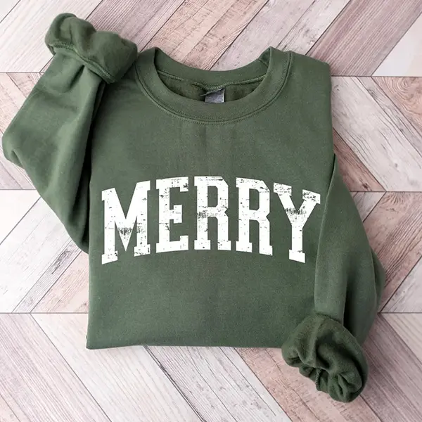 Merry Sweatshirt, Christmas Holiday Pullover, Festive Winter Crewneck, Minimalist Merry Sweater, Cozy Christmas Outfit, Holiday Gift for Her