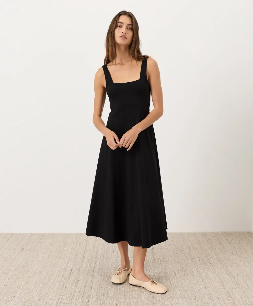 Women's Organic Fit & Flare Square Neck Dress