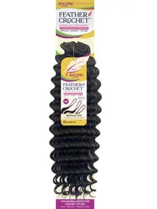 Janet Collection Human Hair Prime Unimix Encore Lavie Feather Crochet Knotless Braid Extension NEW DEEP 18" Wavy Hairpieces