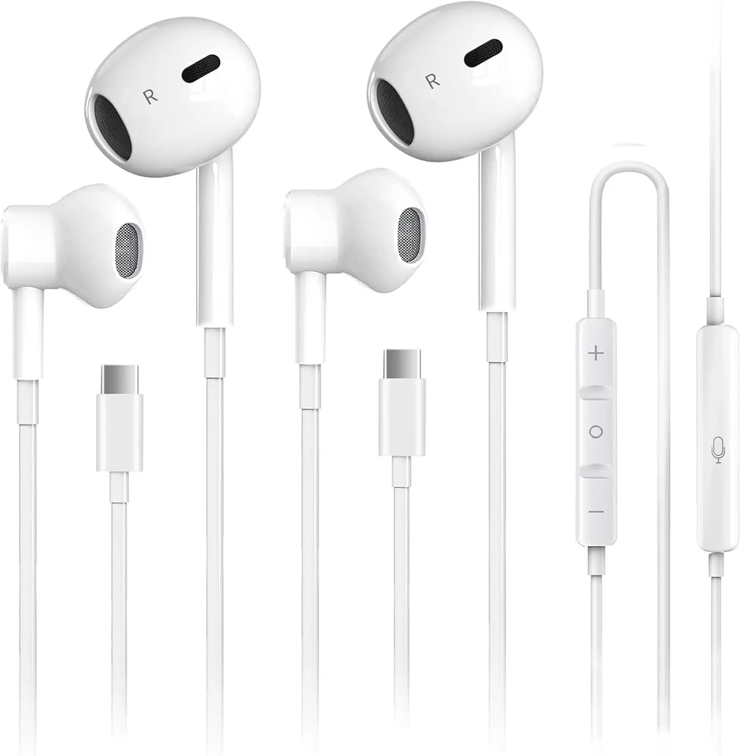 2 Pack USB C Headphones for iPhone 17, Type C Earbuds Wired Earbuds with Microphone & Remote Control Noise Cancelling Earphones, Compatible with iPhone 17 Pro Max, iPad Pro, Most USB C Jack Devices