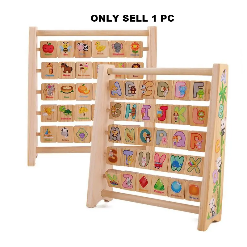 Wooden Multi-Functional Flap Learning Rack Toy Play, Preschool Learning Tool, Alphabet Word Recognition Training, Montessori Early Education Gift for Boys & Girls, Sensory Activity Board