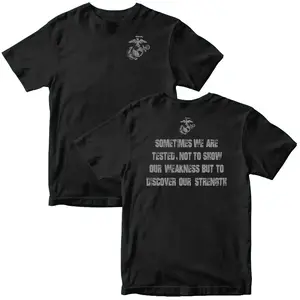 Marine Corps USMC DISCOVER STRENGTH T-Shirt & Hoodie 100% Cotton Classic Fit Unisex Safety Green Dark Heather Graphic Tee StreetStyle