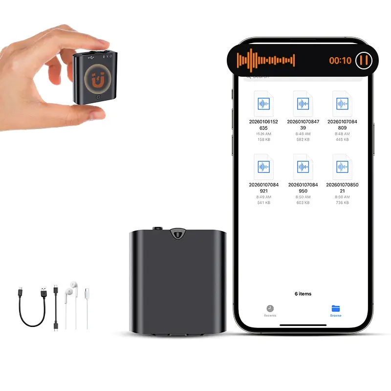 Mini Magnetic Voice Recorder One-Touch Recording ,HD Noise Reduction, Long Battery ,Large Storage , Include OTG Adapter ,Lightweight 9.7g