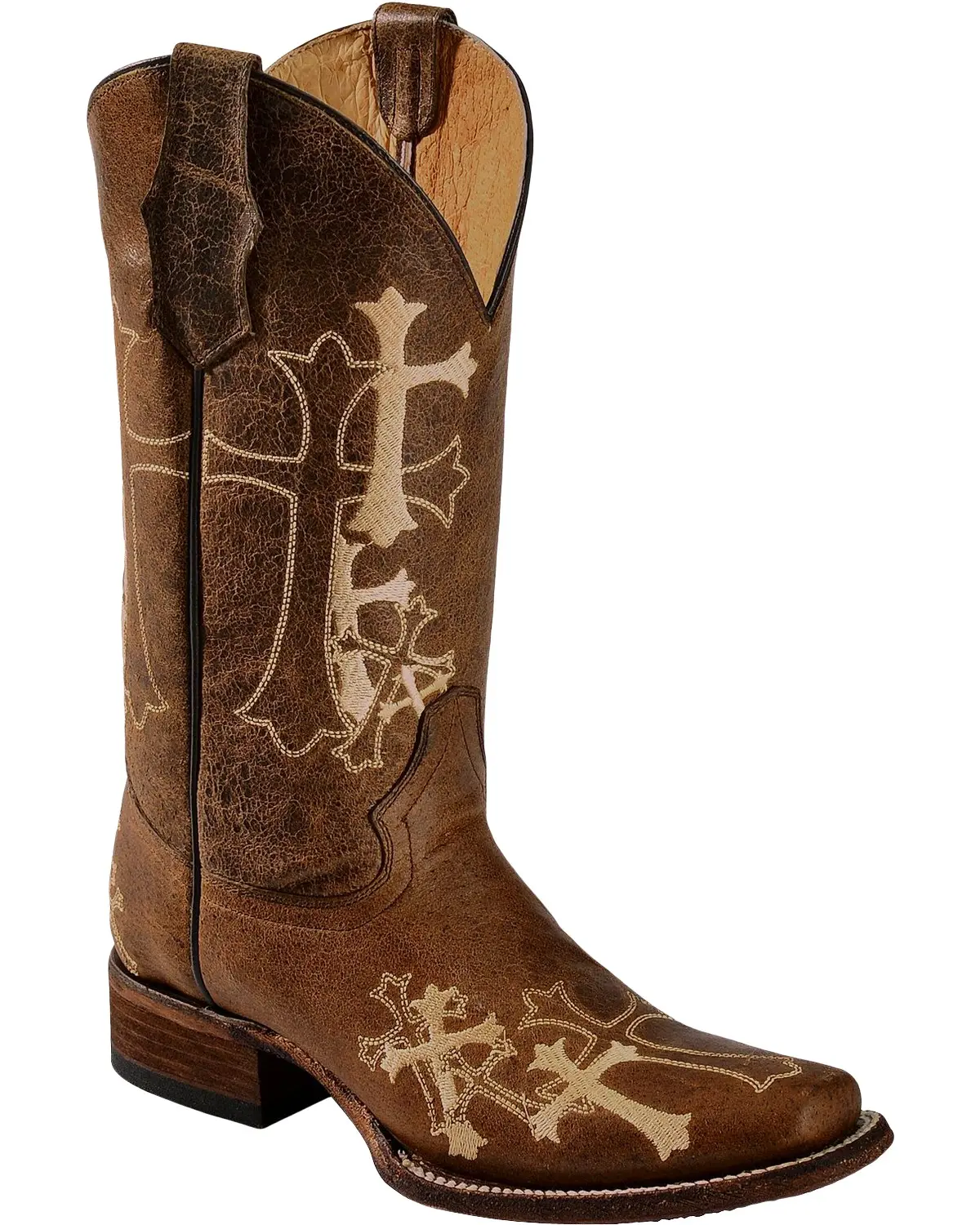 Circle G Women's Women'S Cross Embroidered Western Boot Square Toe - L5042