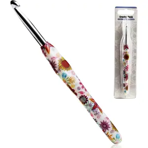 6mm Crochet Hook, Ergonomic Handle for Arthritic Hands, Soft Rubber Grip Extra Long Knitting Needles for Beginners and Knitting Crocheting Yarn