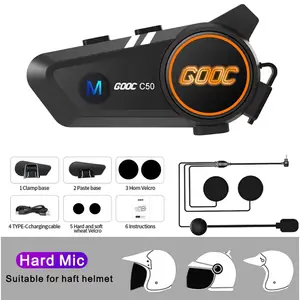 Bluetooth 5.3 Motorcycle Helmet Headset Complete Kit, IPX6 Waterproof Wireless Hands-Free Call System with Voice Assist, MP3 Music Player Speakers