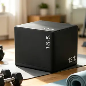 3 in 1 Foam Plyometric Jump Box, 12/14/16 Inch 3 Height Plyo Box with Anti-Slip Easy-Clean PU Cover, Heavy Duty Fitness Training Box for Home Gym Strength Exercise summervibes Home Workout Equipment