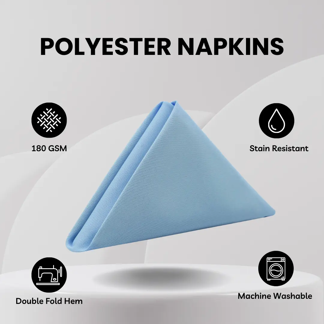 20 inch Polyester Cloth Napkins Light Blue (Pack of 10) 20 inch Polyester Cloth Napkins Light Blue (Pack of 10)
