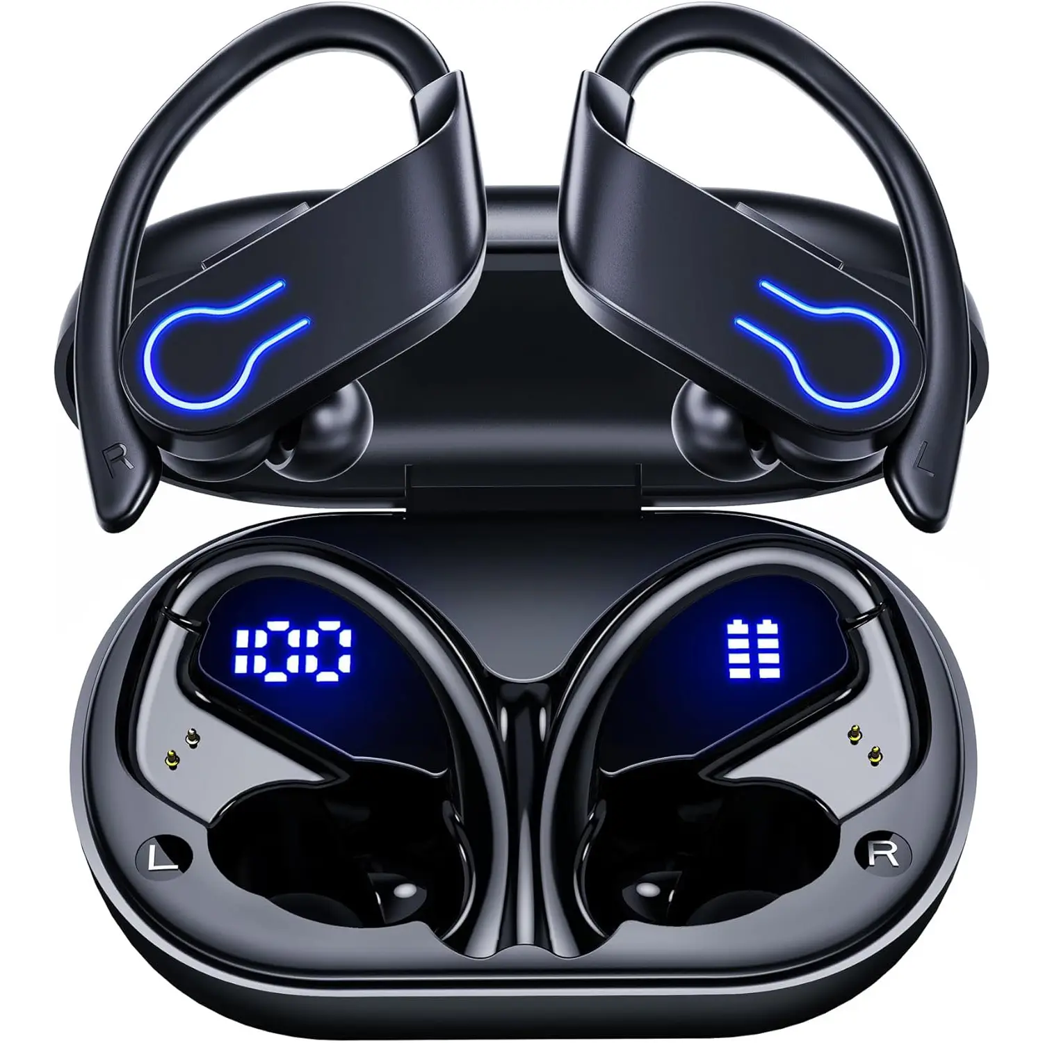 Earbuds with built-in microphone, clip-on wireless earbuds for sports, running, and fitness, active lifestyle (black) audio headphones waterproof wireless earbuds gaming  earbuds Headset Charging Plastic Electronic