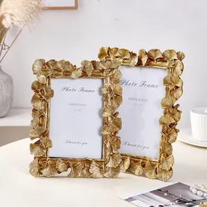 Elegant European Vintage Maple Leaf Frame, Versatile Horizontal & Vertical Use, Includes Random Inner Paper, Perfect Home Decor, Gold Plated Frame
