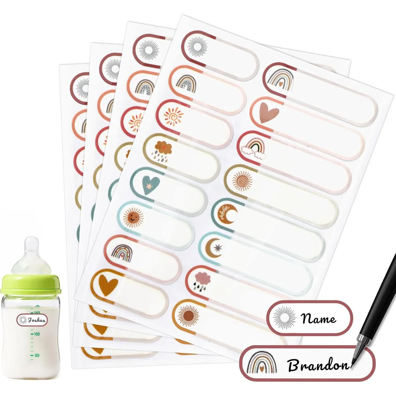 Name Labels for  Stuff  Essentials, 320 count Name Tag Stickers,   Label for Water Bottle,  Washable Write-On Bottles Label Sticker Tags for School Essentials Supplies