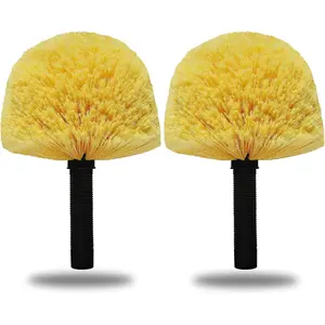 2 Pack Twist- Cobweb Duster  Brush - Efficient Indoor & Outdoor Spider Web Cleaning Solution - Fits Standard Acme Threaded Poles - Duster Brush  Only - Yellow