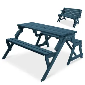 Best Choice Products 2-in-1 Outdoor Interchangeable Wooden Picnic Table/Garden Bench for w/ Umbrella Hole