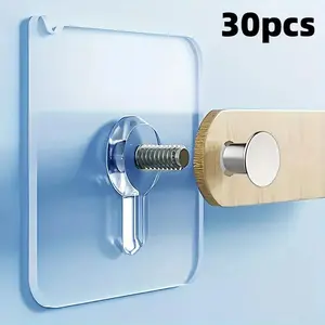 Picture Hanger, 30pcs Strong Adhesive Mount Plastic Picture Hanger, No-drill Traceless Hook for Hanging Photos, Posters & Frames, Plastic Hooks