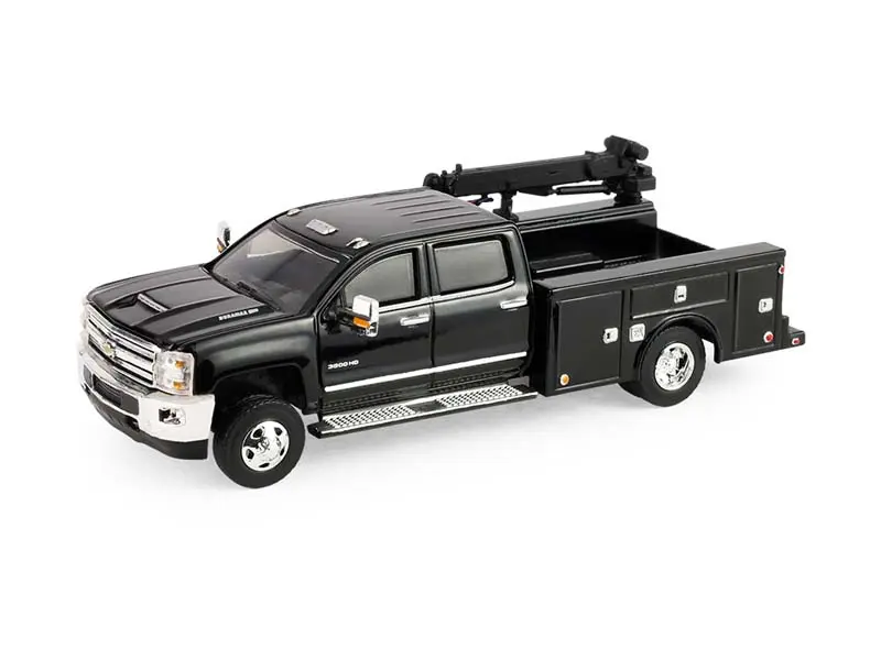 2016 Chevrolet Silverado 3500 Dually Crane Truck - Black (Dually Drivers Series 17) Diecast 1:64 Scale Model - Greenlight 46170D