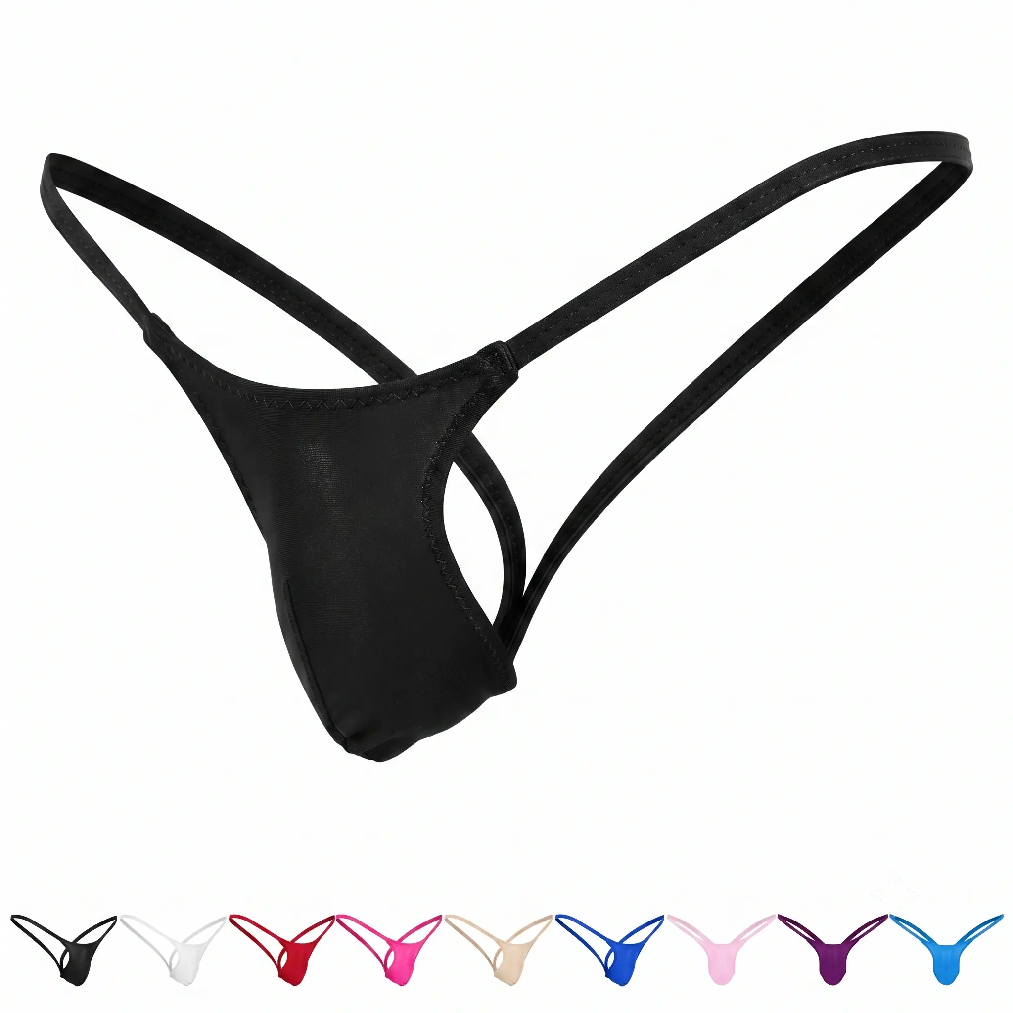 Men's Sexy Thong Underwear Double Strap G-String T-Back Contour Pouch Low Rise Micro Minimalist Intimate Wear Solid Color Breathable Enhancing Soft Fabric Erotic Lingerie Strappy Bikini Briefs Comfortable Bulge Panties for Men