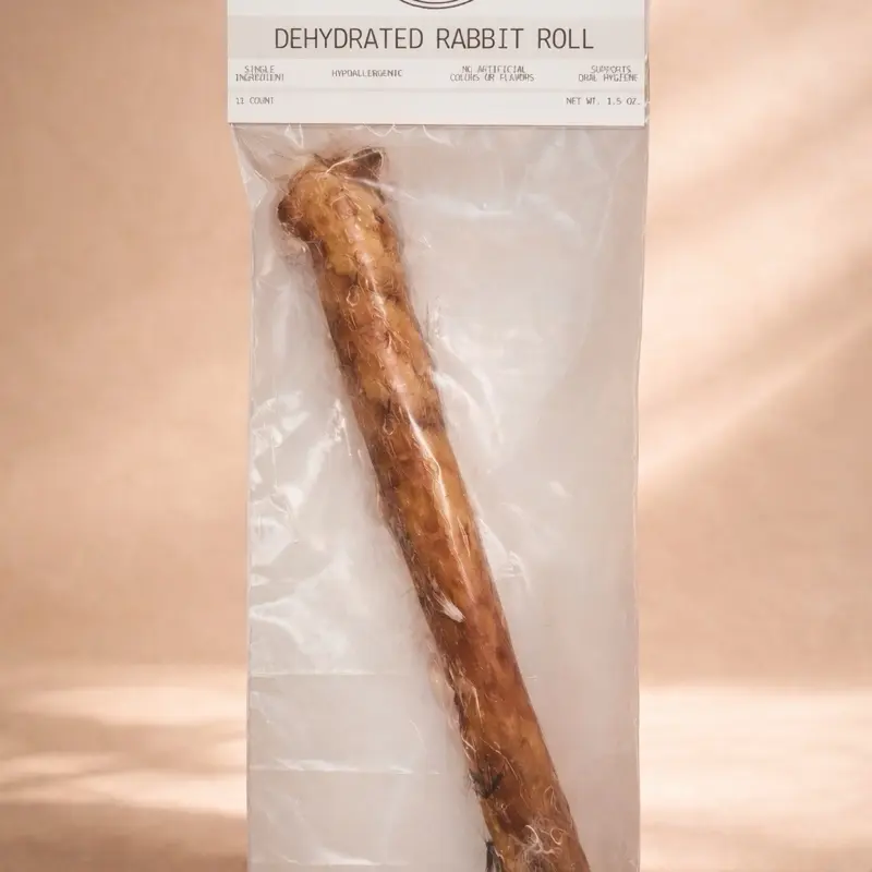 Dehydrated Rabbit Roll with Fur for Dogs & Cats | Natural Chew