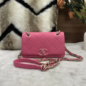 Pre-owned CHANEL Classic Flap (CF) Hot Pink Large Mini Chain Bag 866